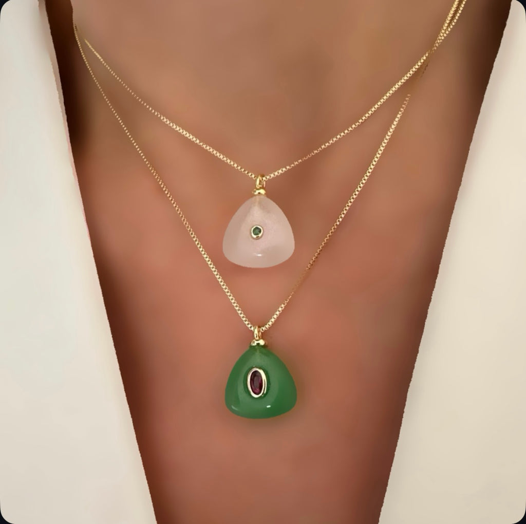 Cadena cuarzo cristal o jade