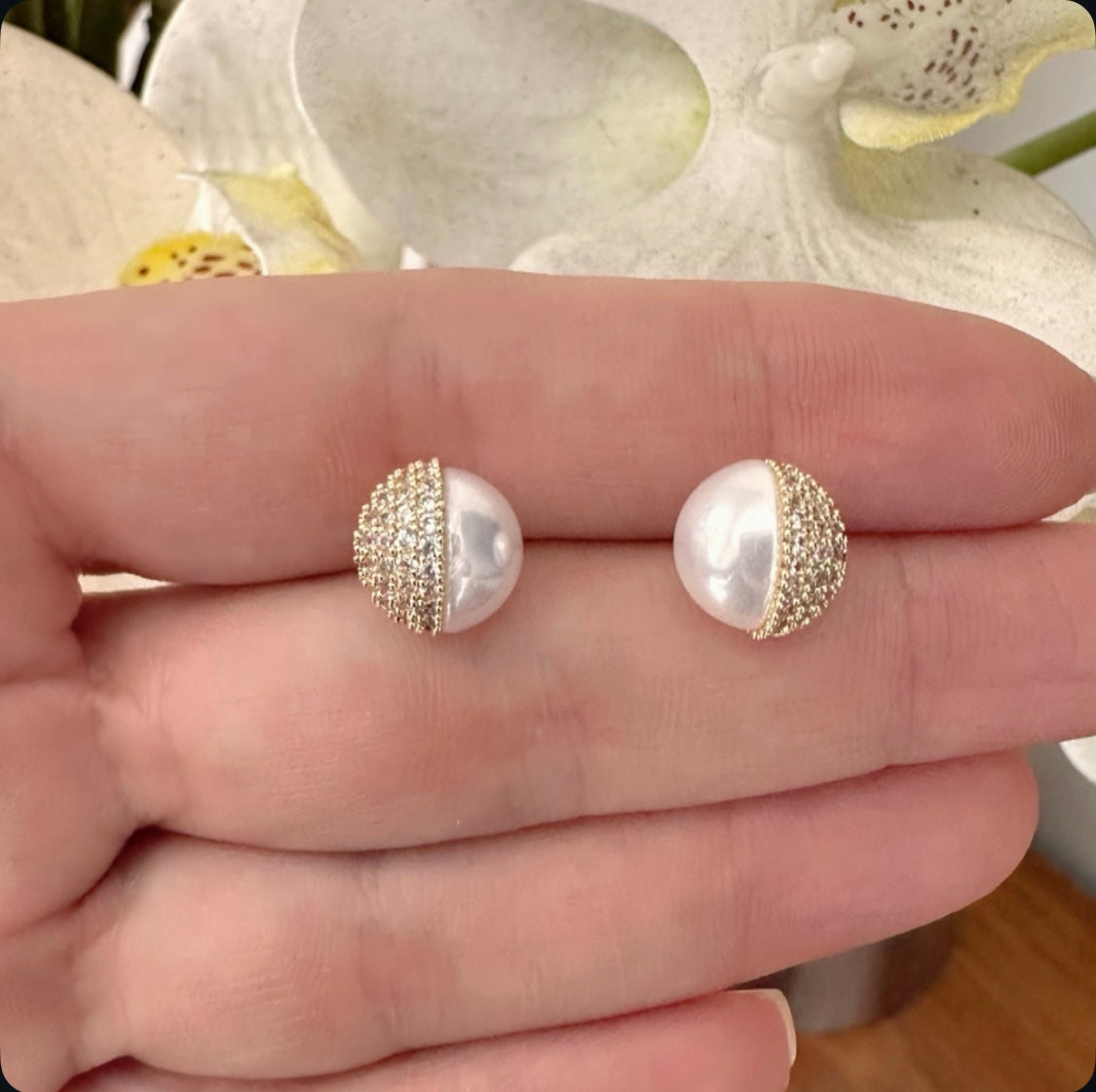 Aretes Pearl & bola de fuego