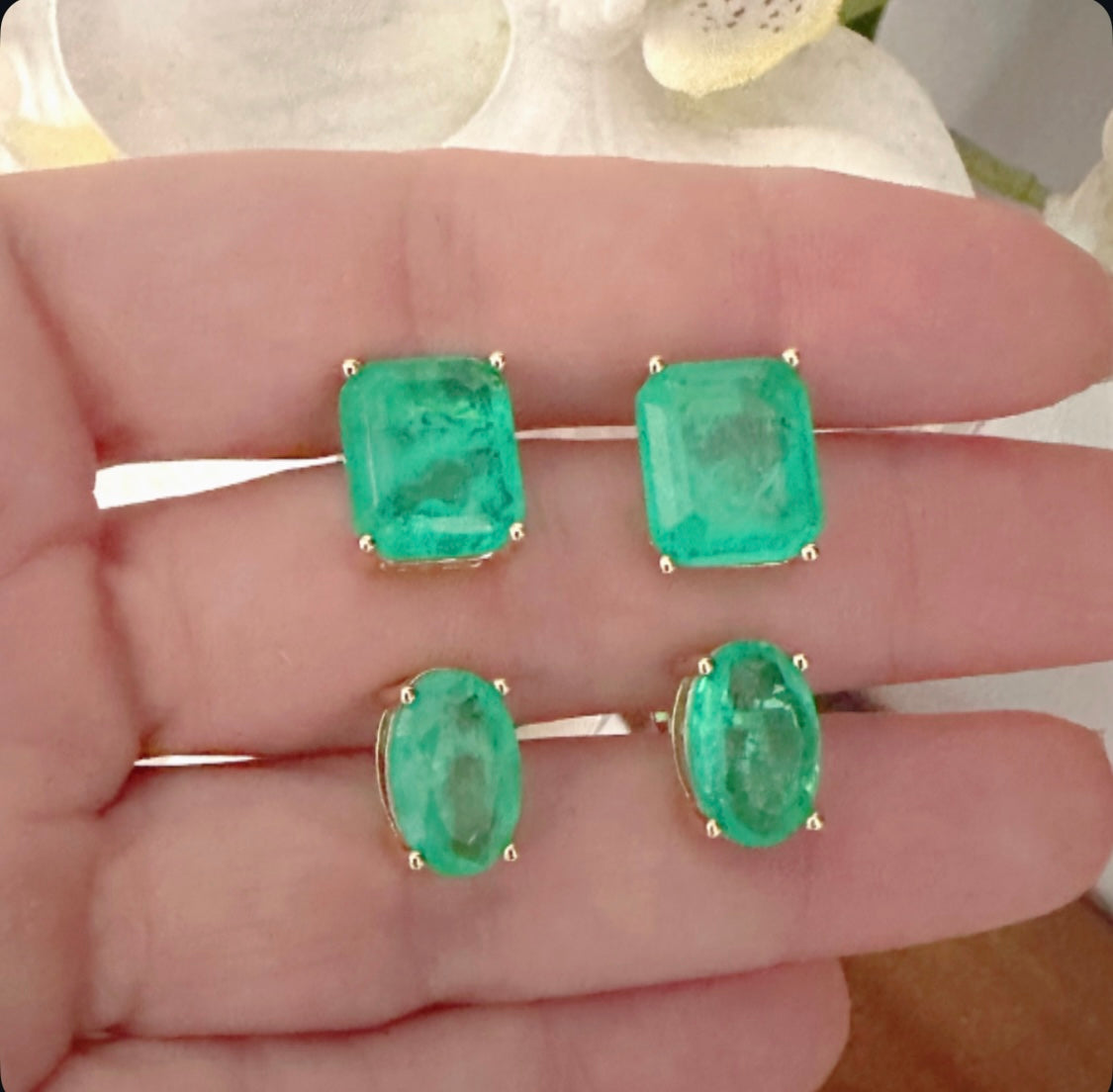 Aretes afrodita Emerald oval o square