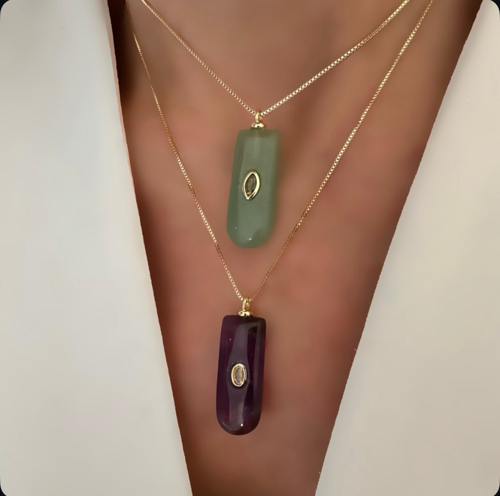 Cadena Jade verde o Amatista