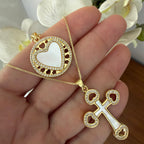 Cadena heart o Cross nácar