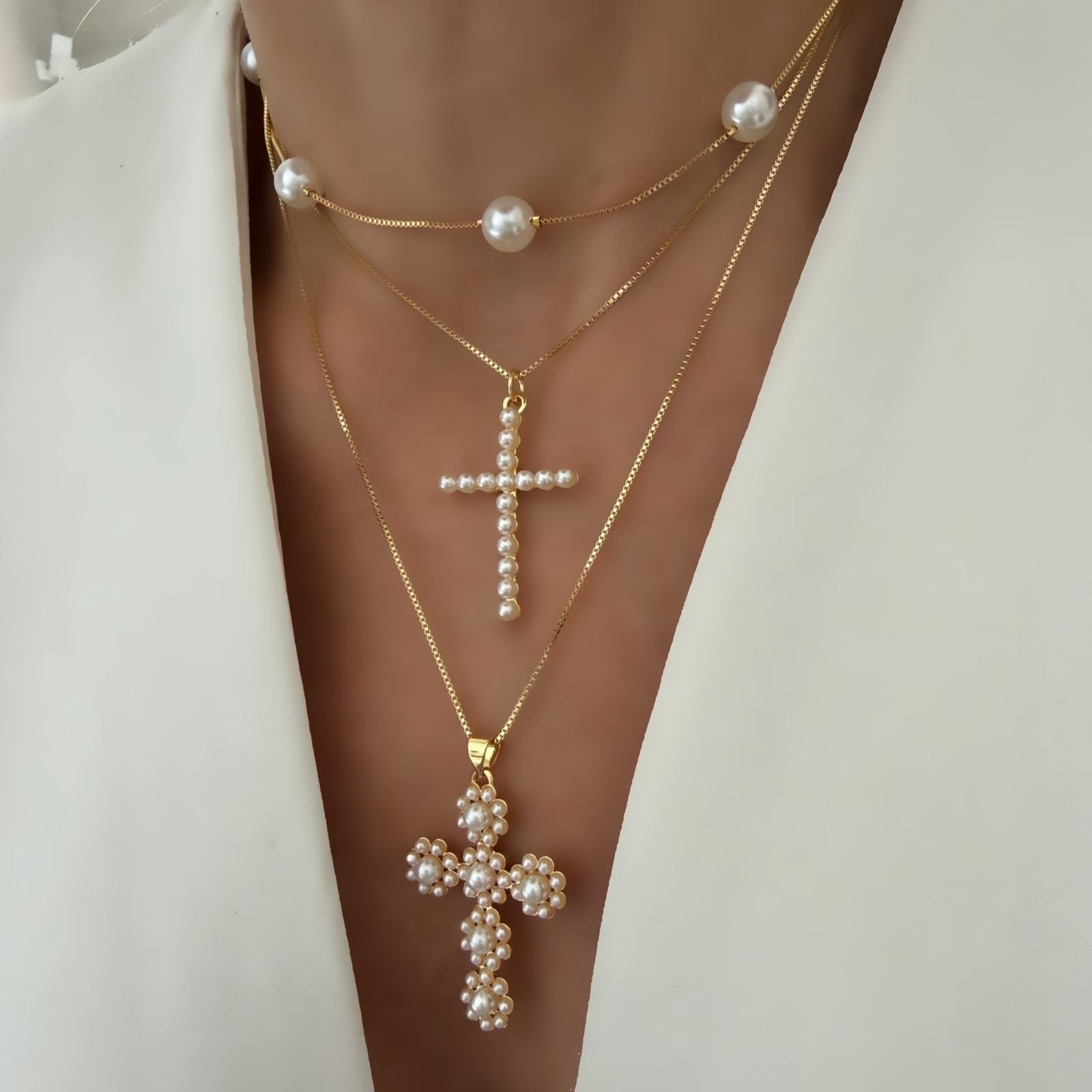 Choker o cadenas cross Pearl