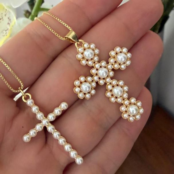 Choker o cadenas cross Pearl