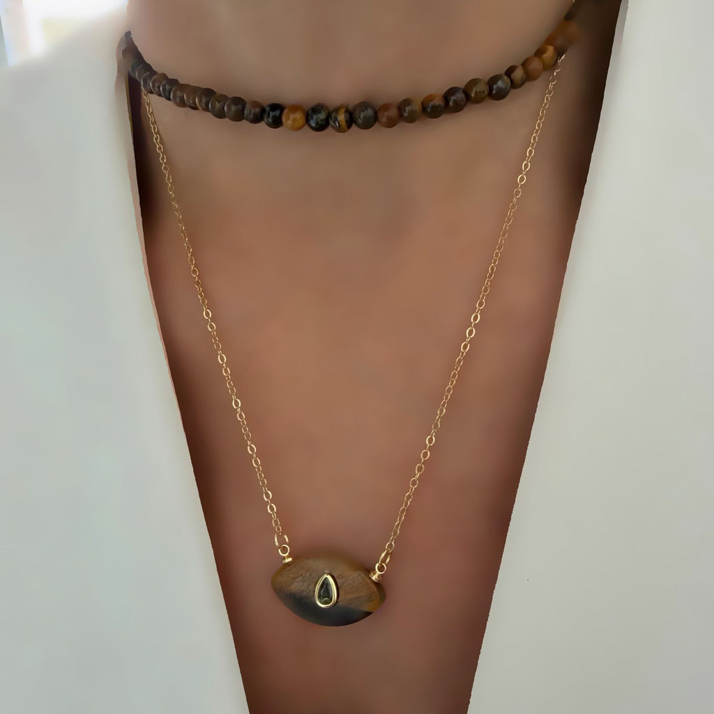 Choker y Evil Eye ojo de tigre