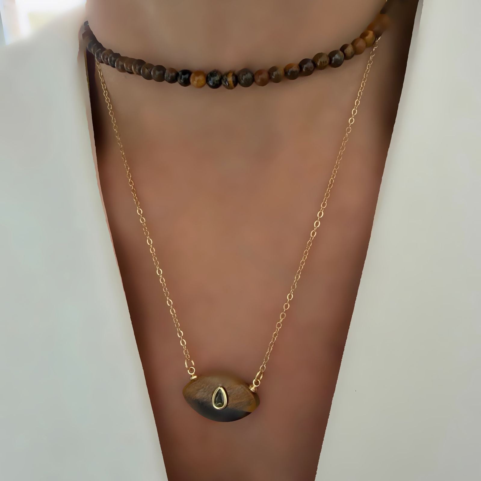 Choker y Evil Eye ojo de tigre