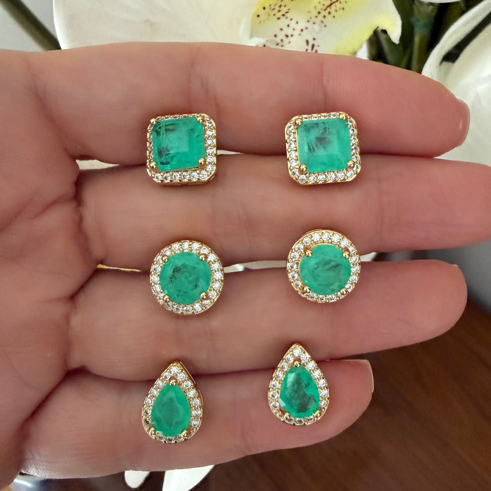 Aretes Emerald lab cz 1.2 cm