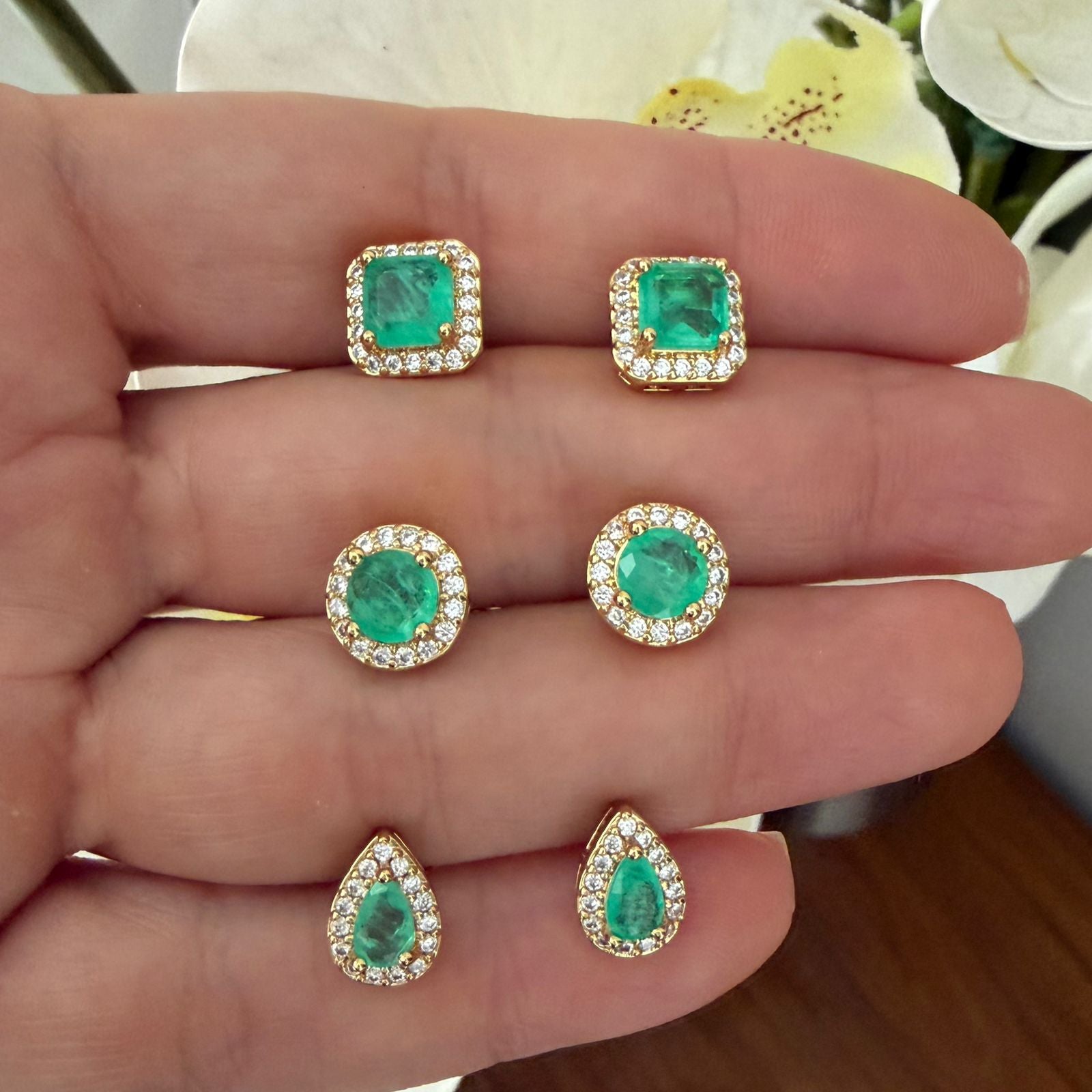Aretes Emerald lab cz 1 cm