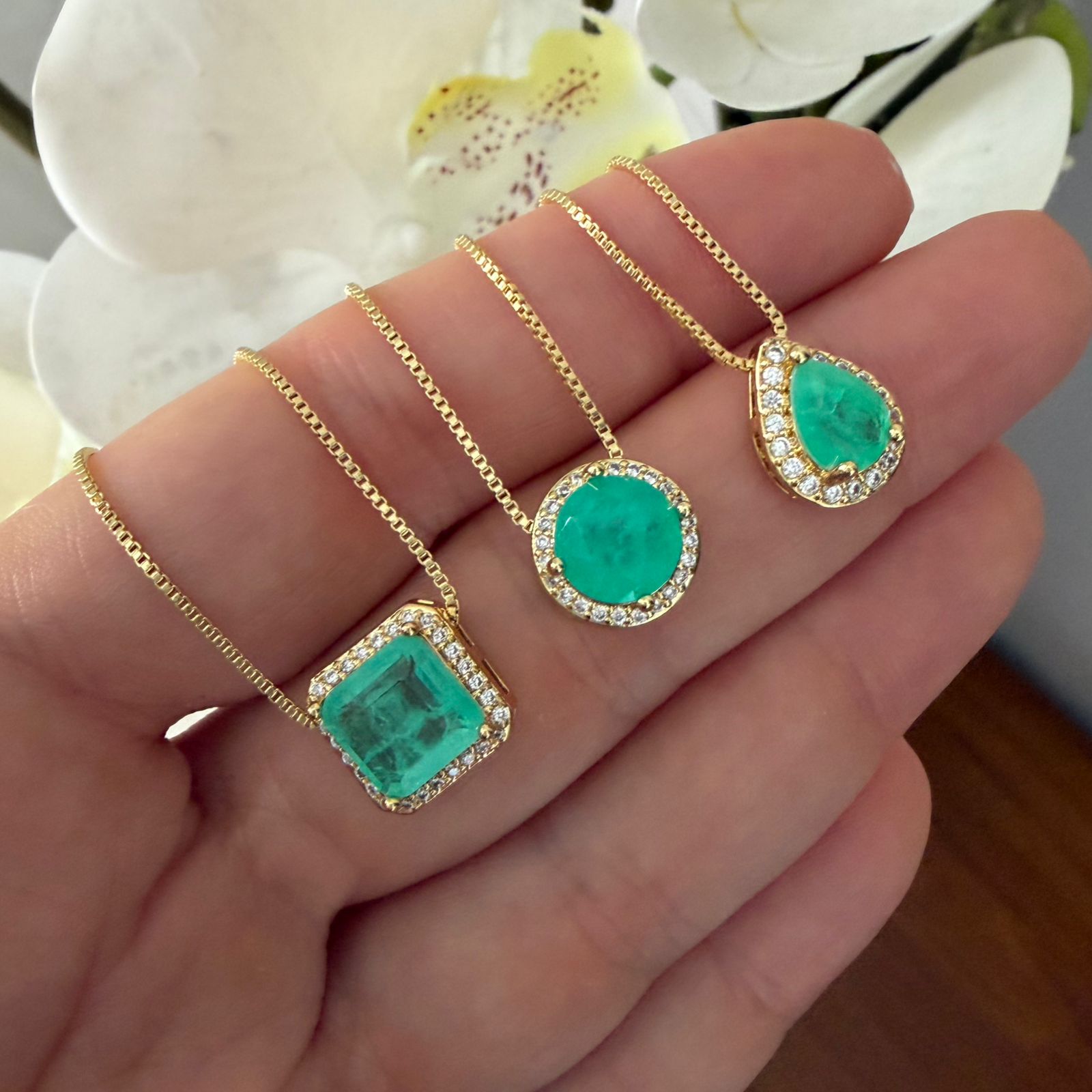 Cadenas Shapes cz Emerald lab