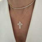 Choker cz o cadena cross cz Pearl mini