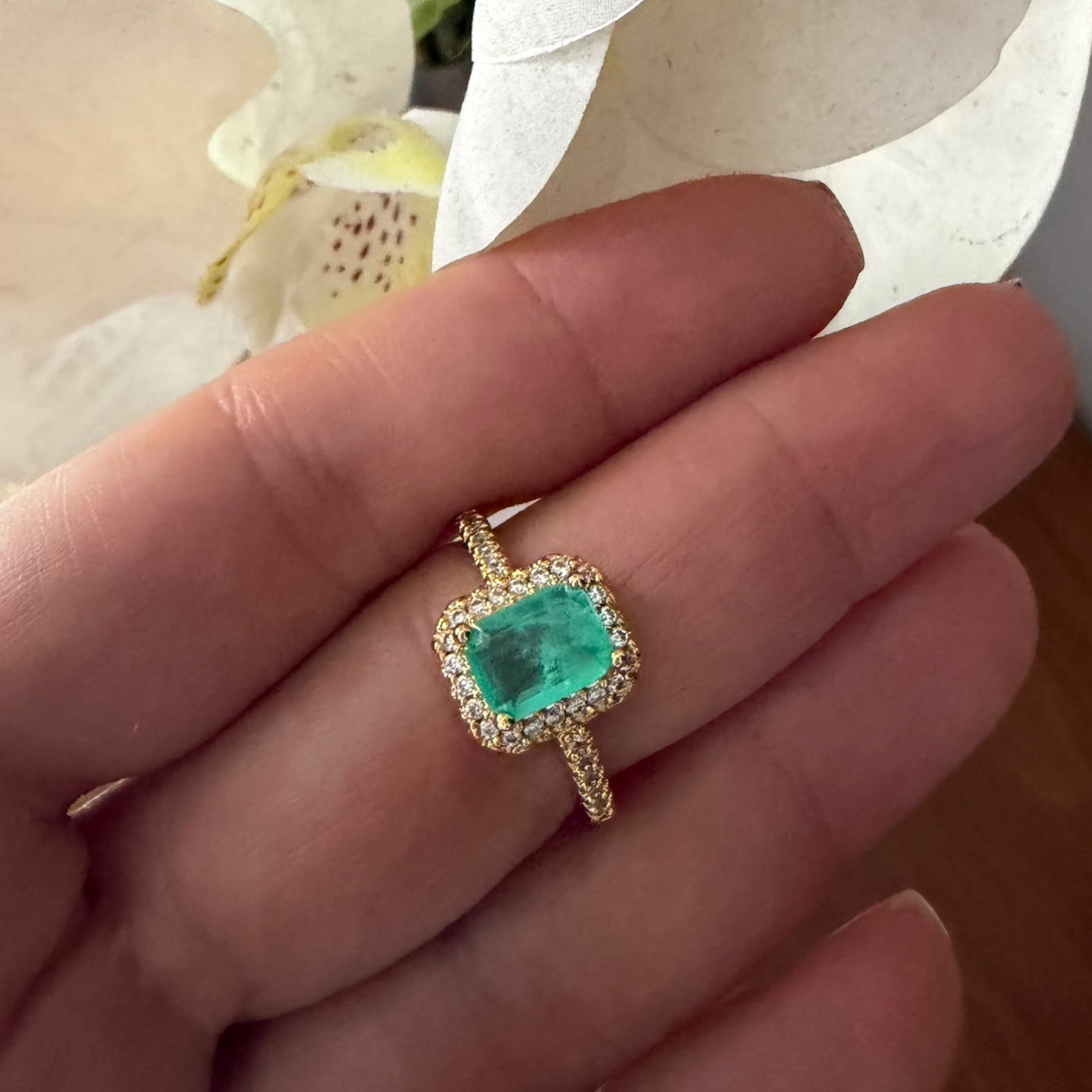 Anillo SQ CZ Emerald lab