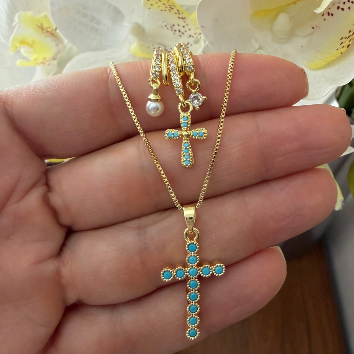 Cadenas cross turquesa