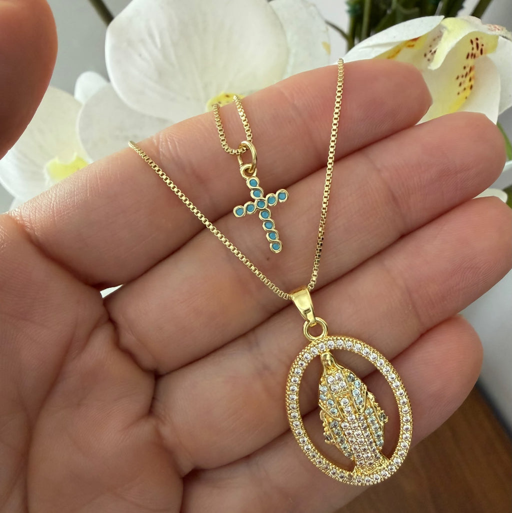 Cadena cross o Virgen Milagrosa