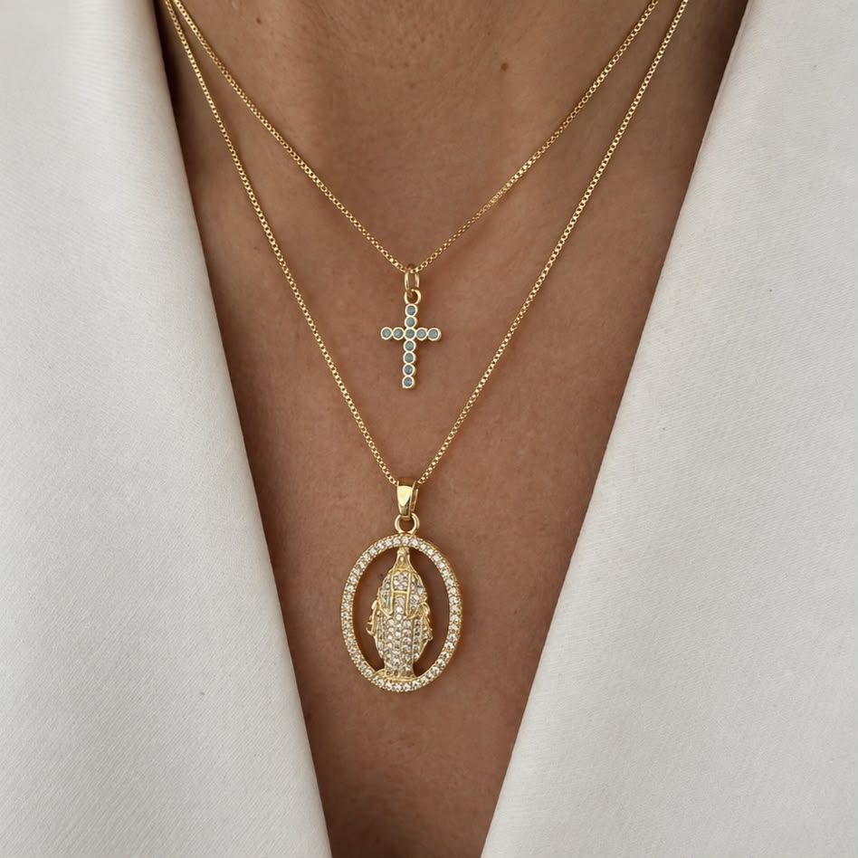 Cadena cross o Virgen Milagrosa