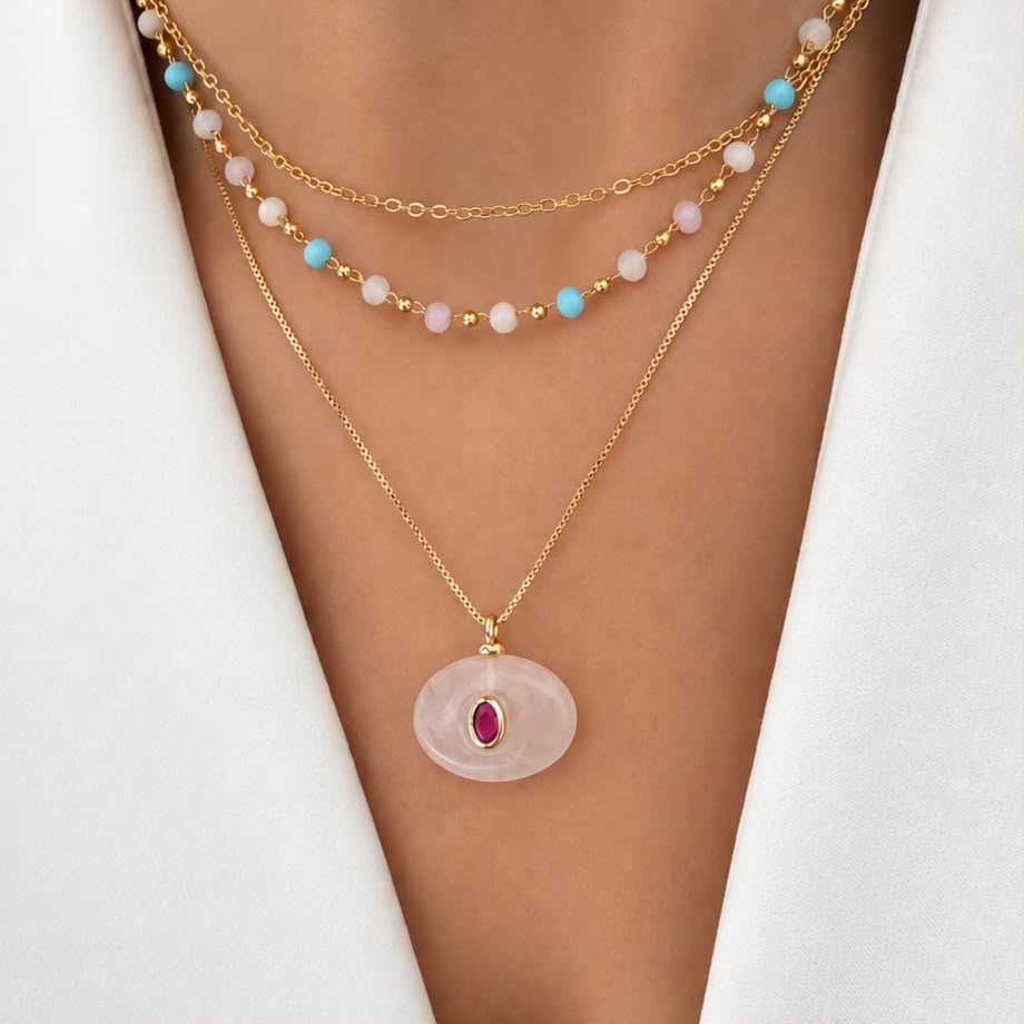 Choker pastel o cuarzo Rosa