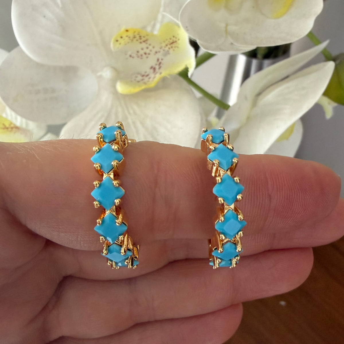 Aretes Lena turquesa