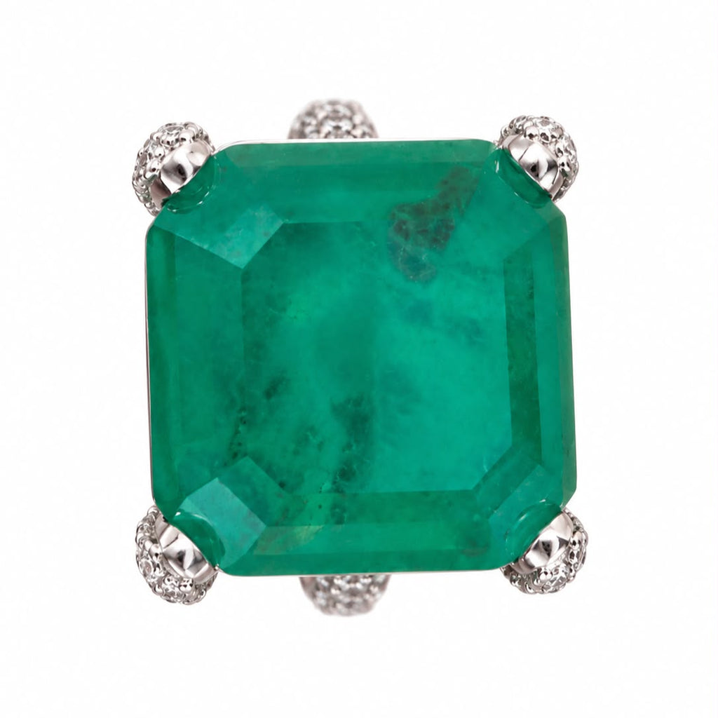 Anillo Emerald lab Silver cz graduable