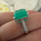 Anillo Emerald lab Silver cz graduable