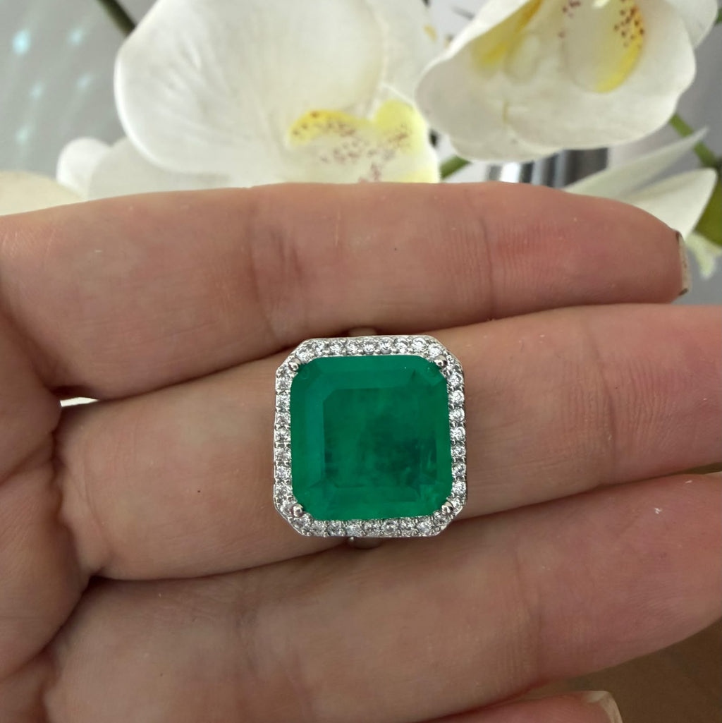 Anillo Emerald lab cz graduable