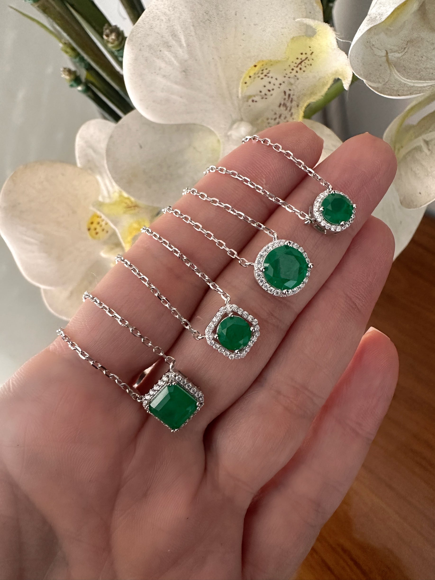 Cadenas Emerald lab Silver 925