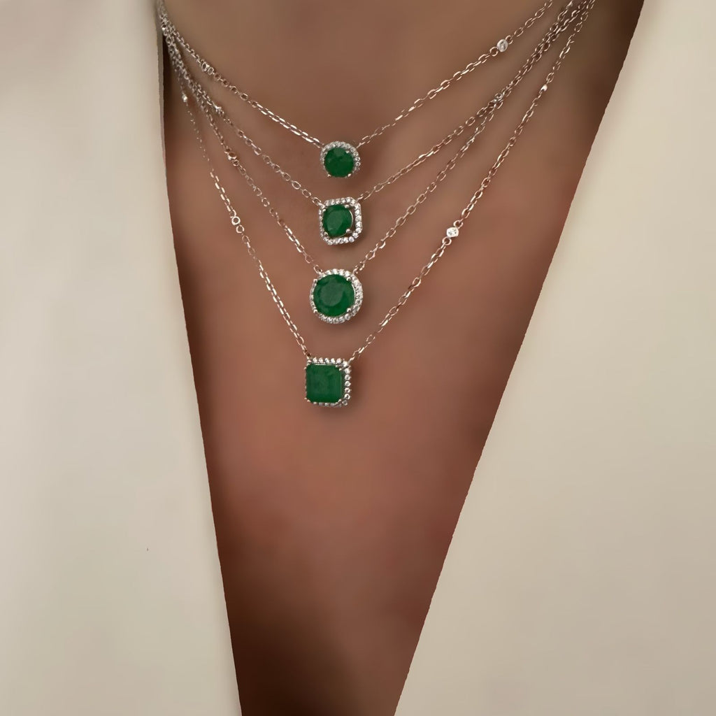 Cadenas Emerald lab Silver 925