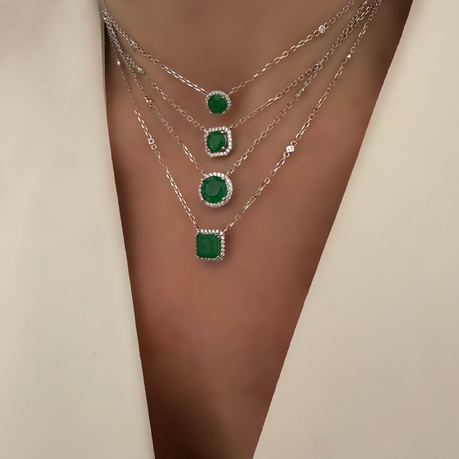 Cadenas Emerald lab Silver 925
