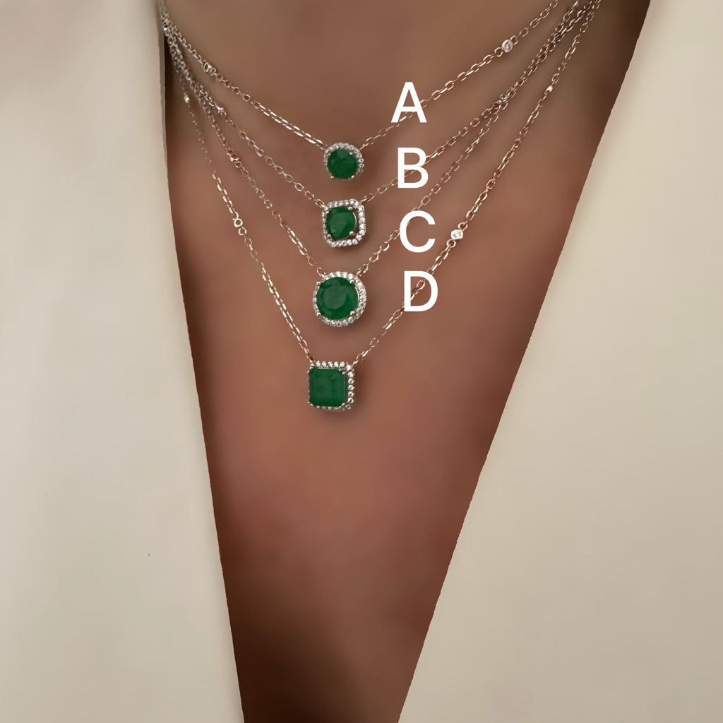 Cadenas Emerald lab Silver 925