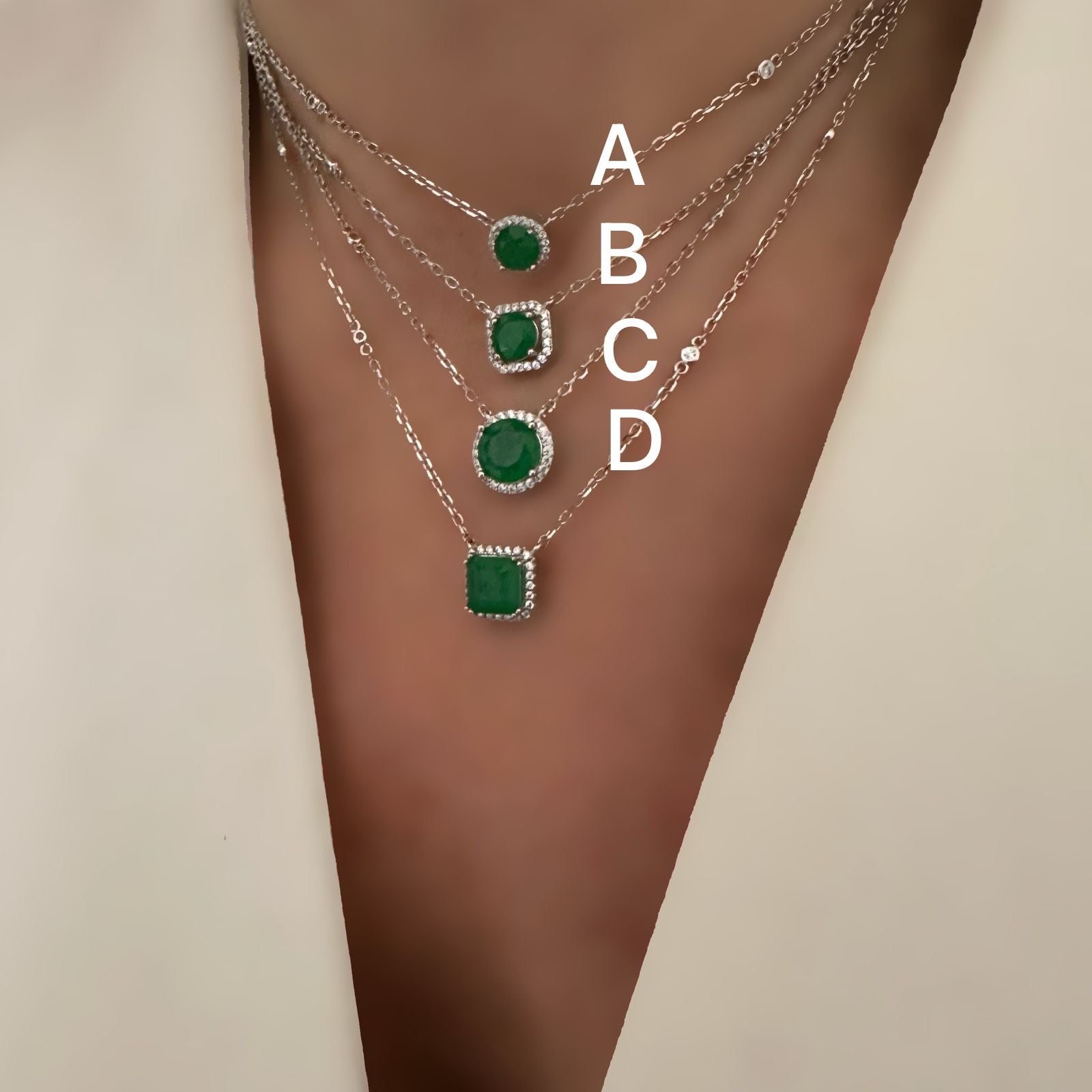 Cadenas Emerald lab Silver 925