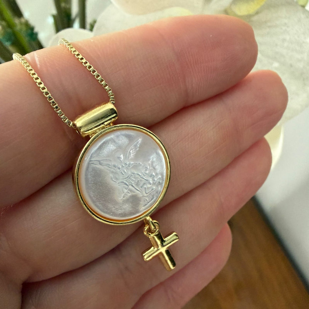 Cadena Virgen Milagrosa cross o San Miguel Arcángel o San Benito