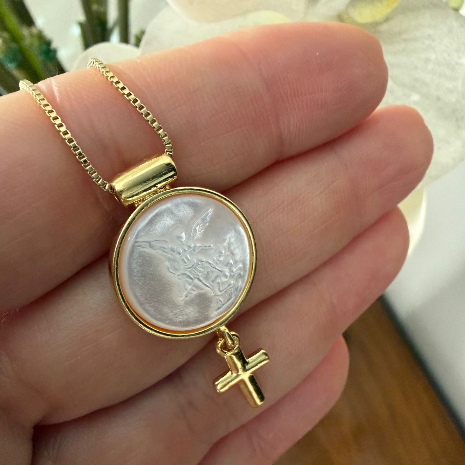 Cadena Virgen Milagrosa cross o San Miguel Arcángel o San Benito