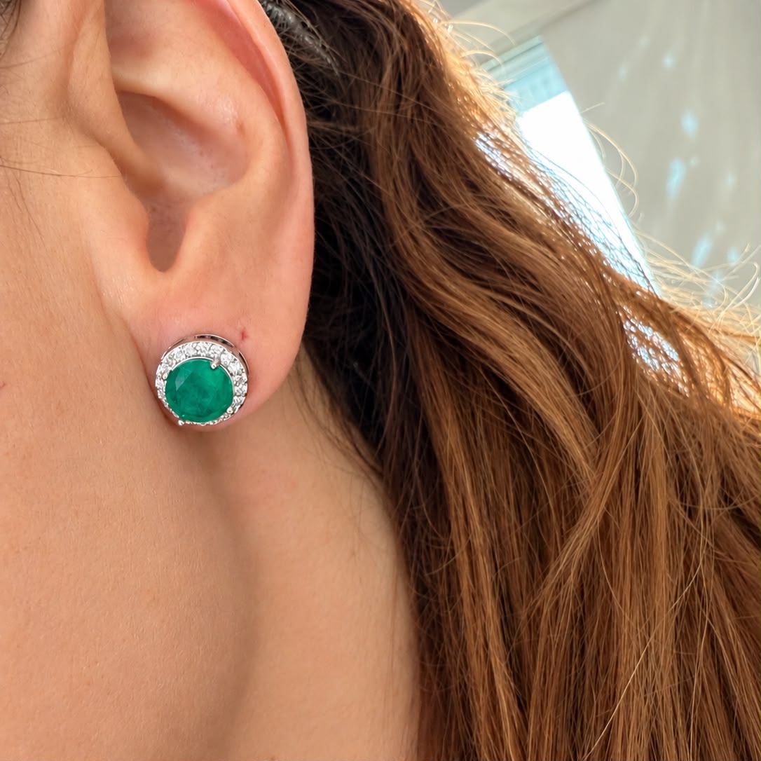Aretes Shapes cz Emerald lab Silver