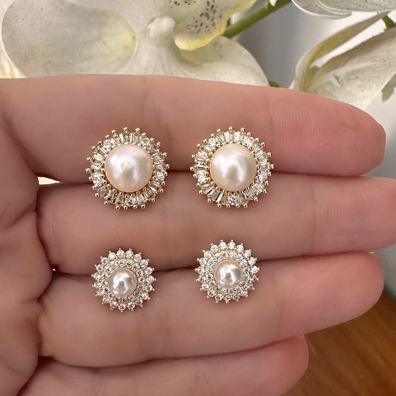 Aretes pearl cz  S o M