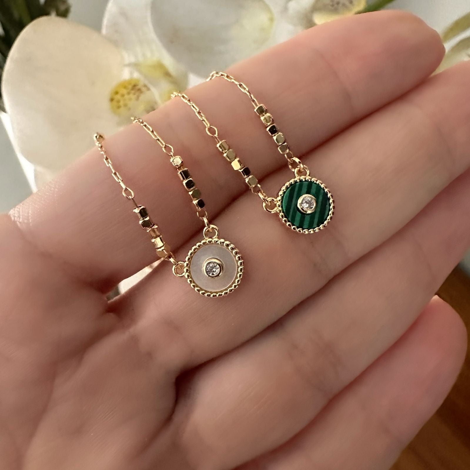 Cadena circle nacar o malaquita