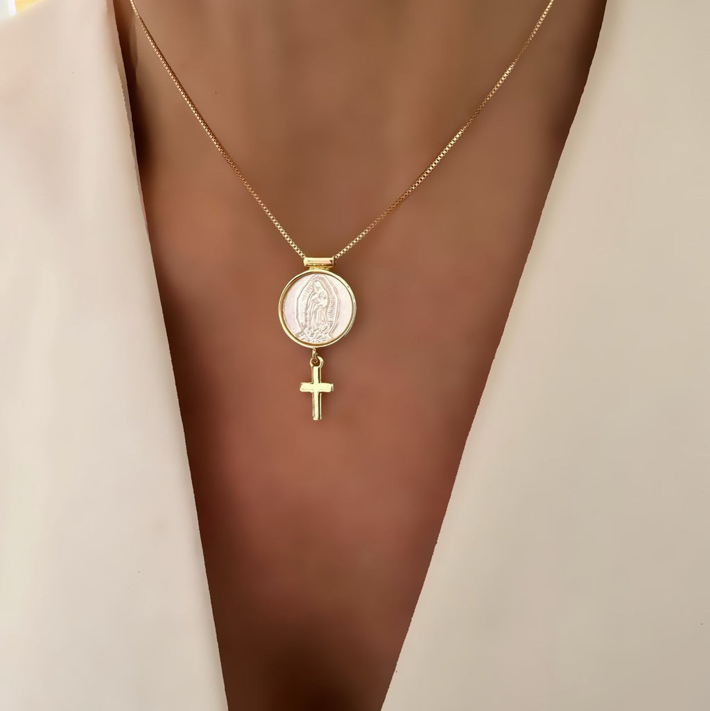Cadena Virgen Milagrosa cross o San Miguel Arcángel o San Benito