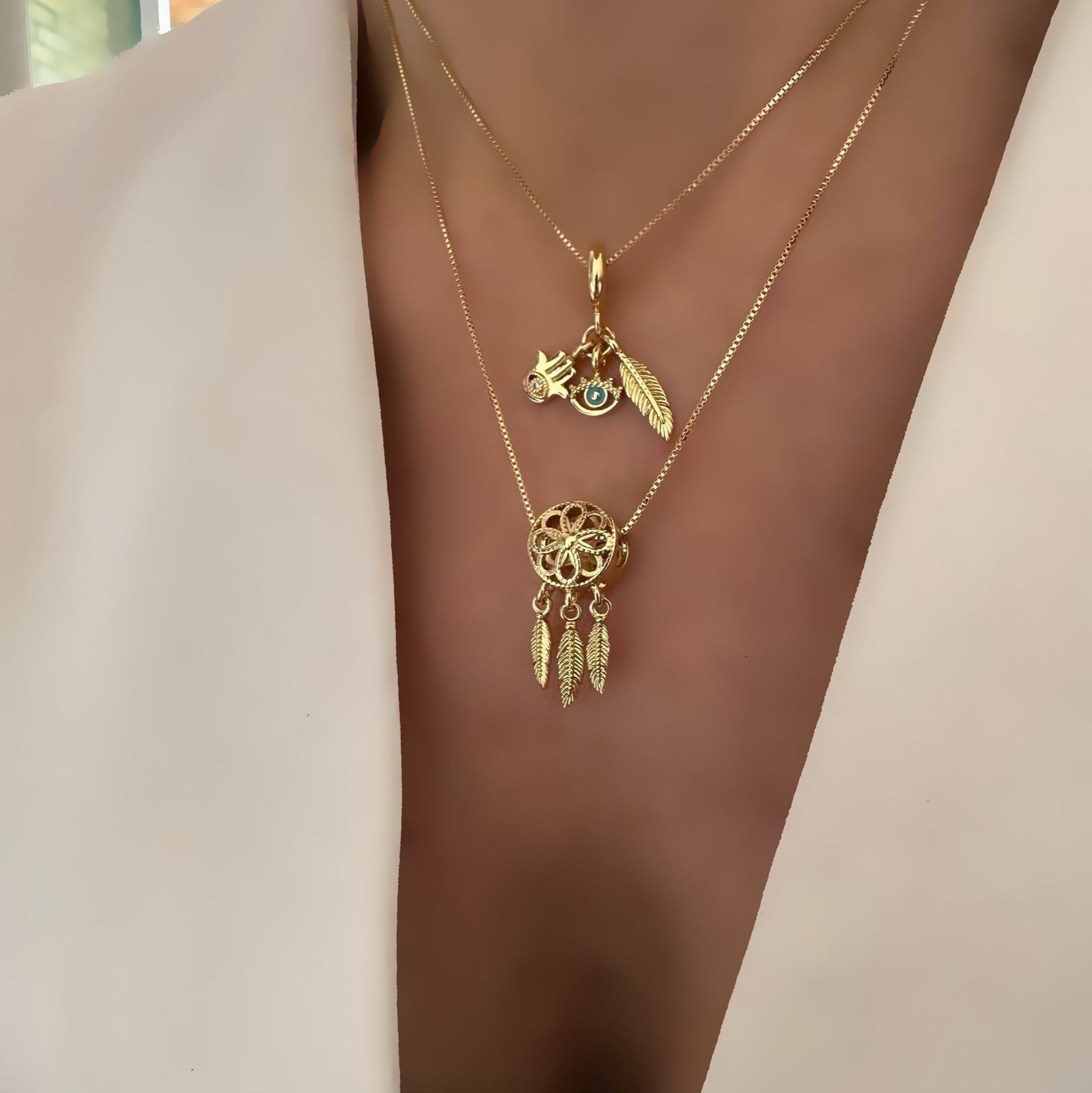 Cadena charms proteccion o atrapasueños