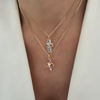 Cadena cross white o pink