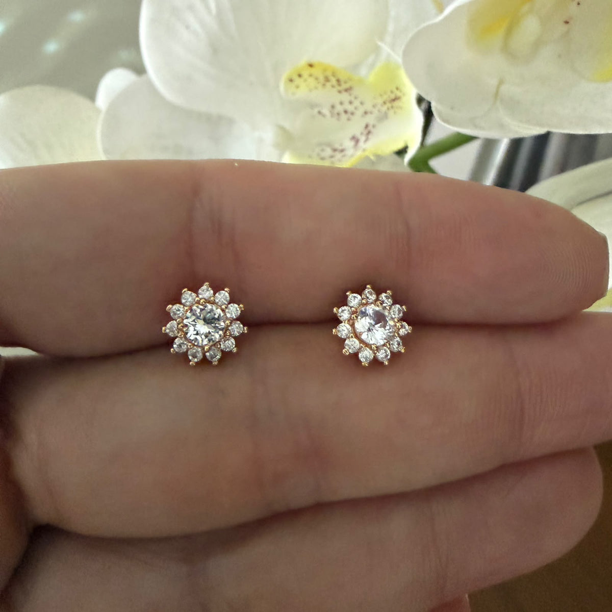 aretes cz gold rose