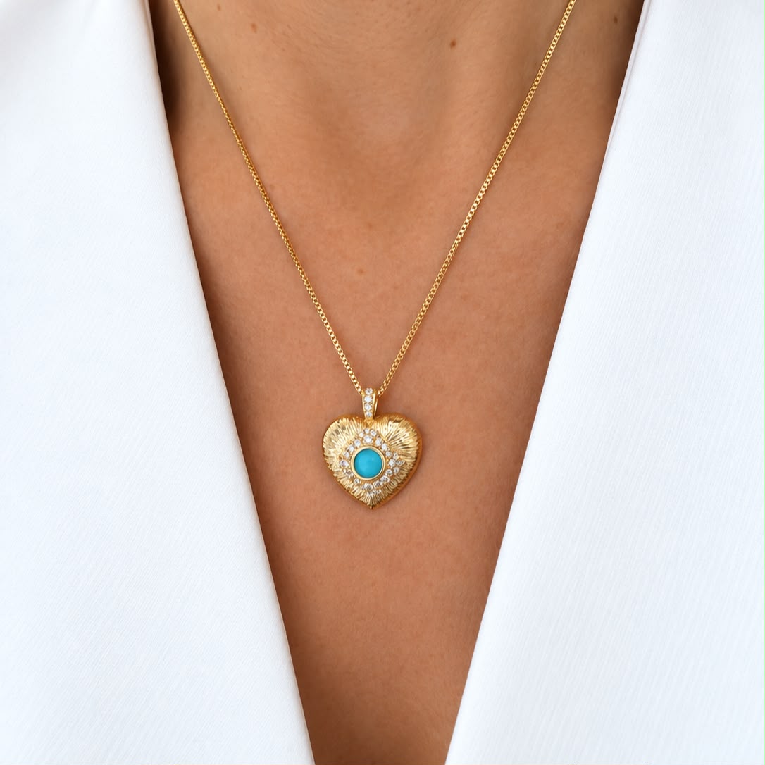 cadena heart turquesa
