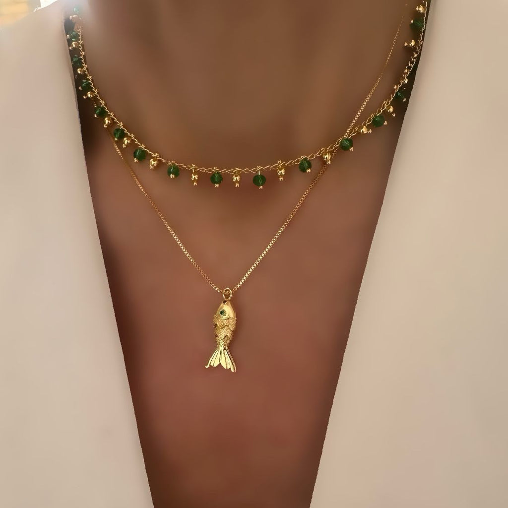Choker Emerald o cadena Fish