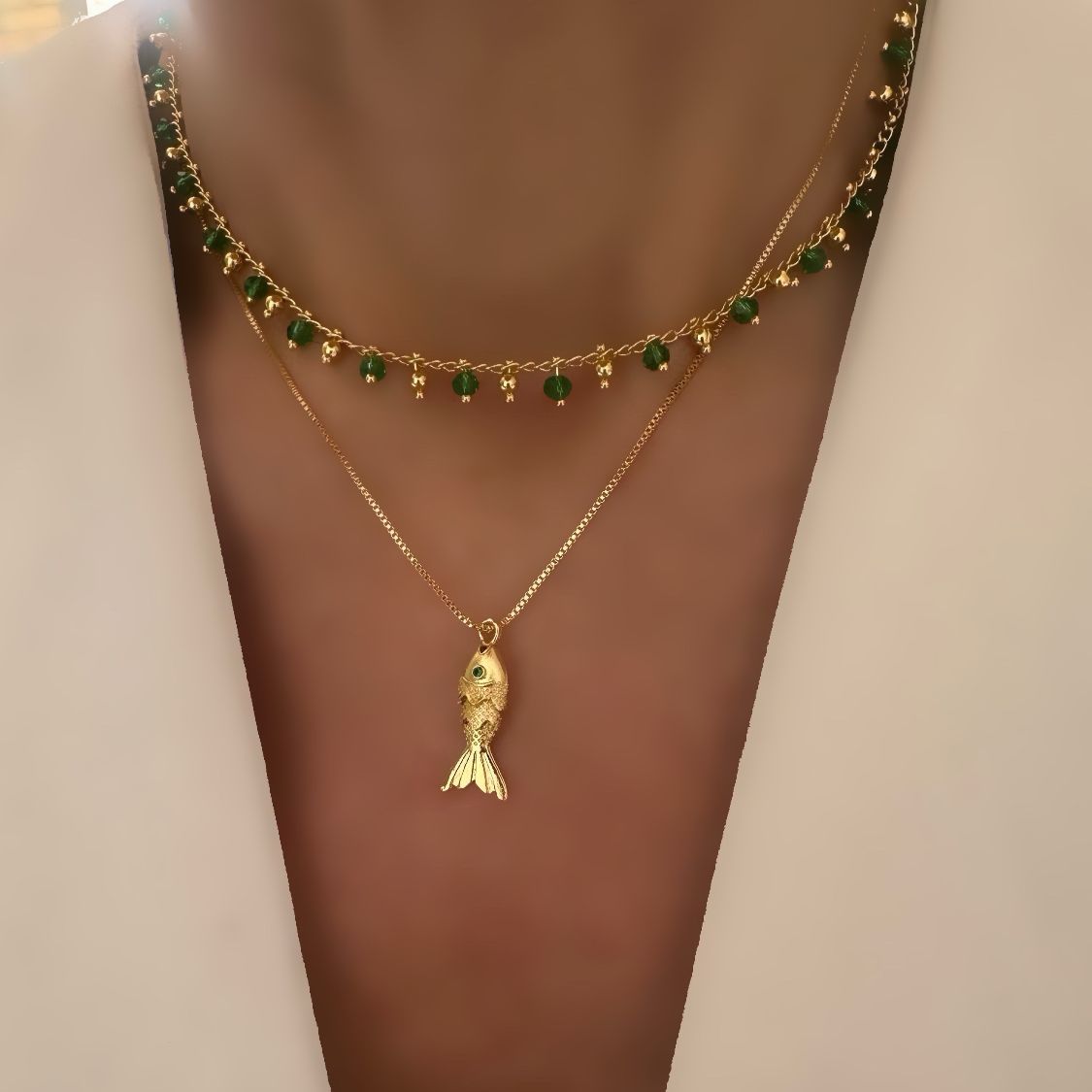 Choker Emerald o cadena Fish