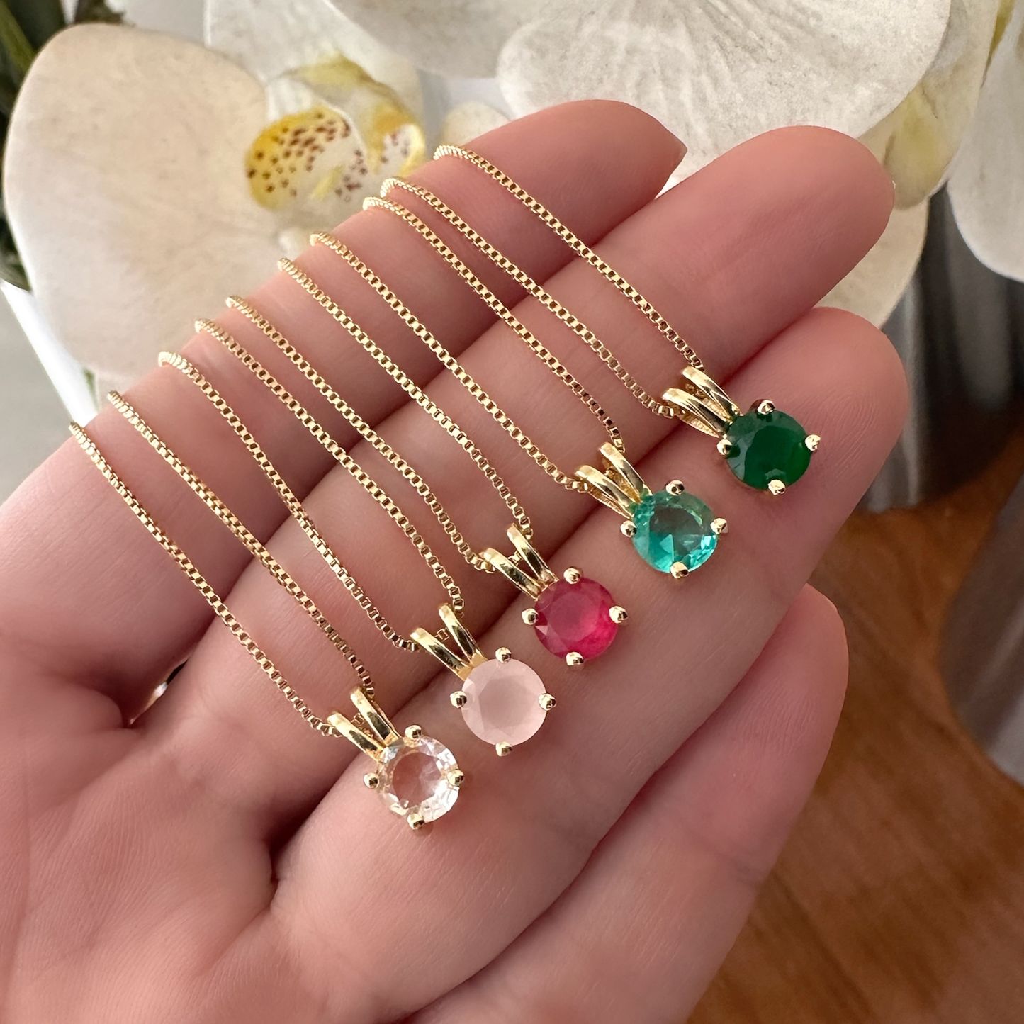 CADENA CZ WHITE O LILA O EMERALD O PINK O BLACK