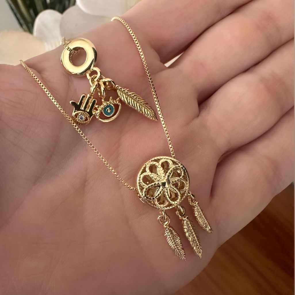 Cadena charms proteccion o atrapasueños