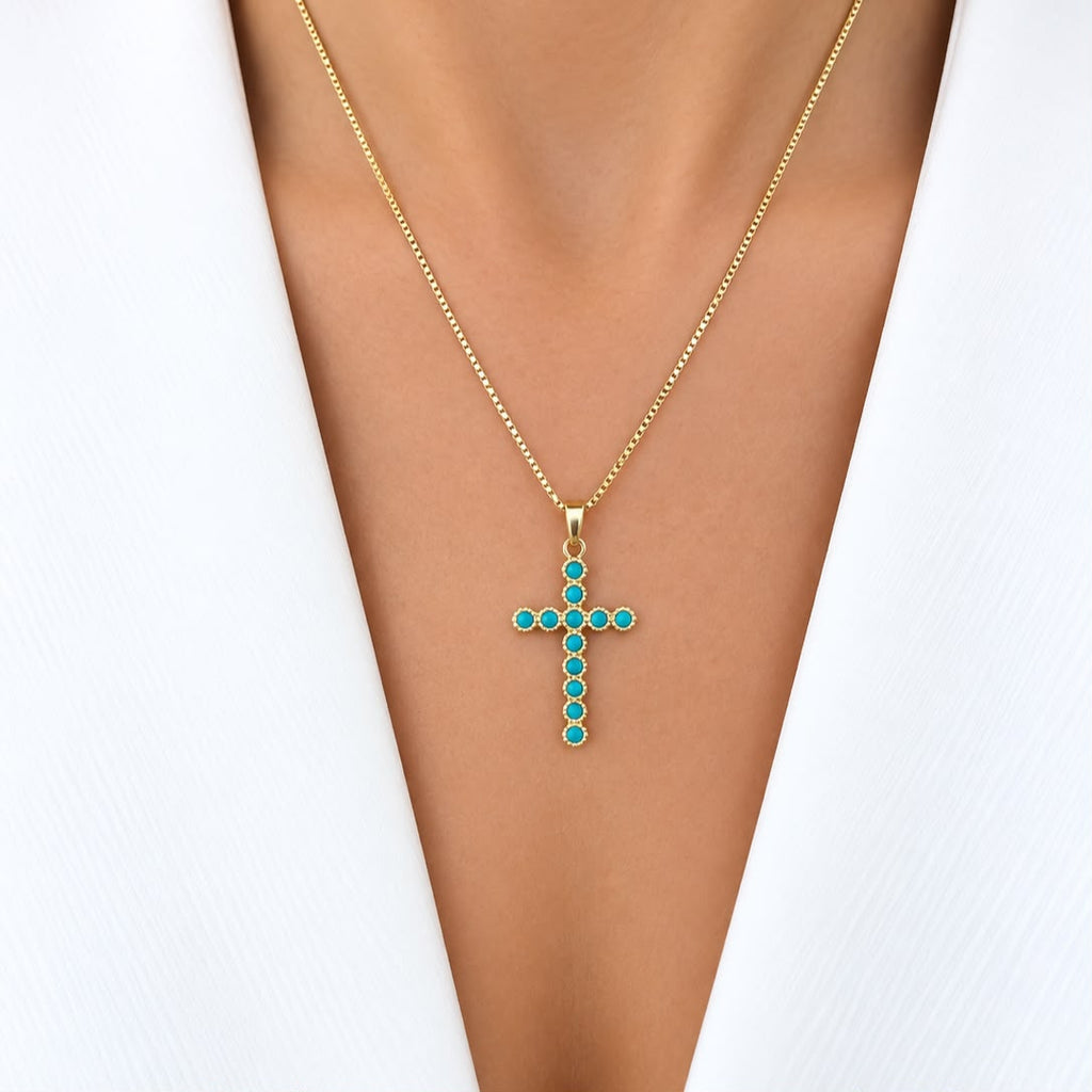 CADENA CROSS TURQUESA