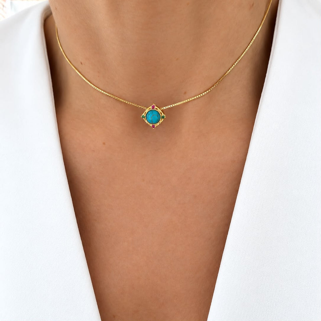 cadena cz turquesa