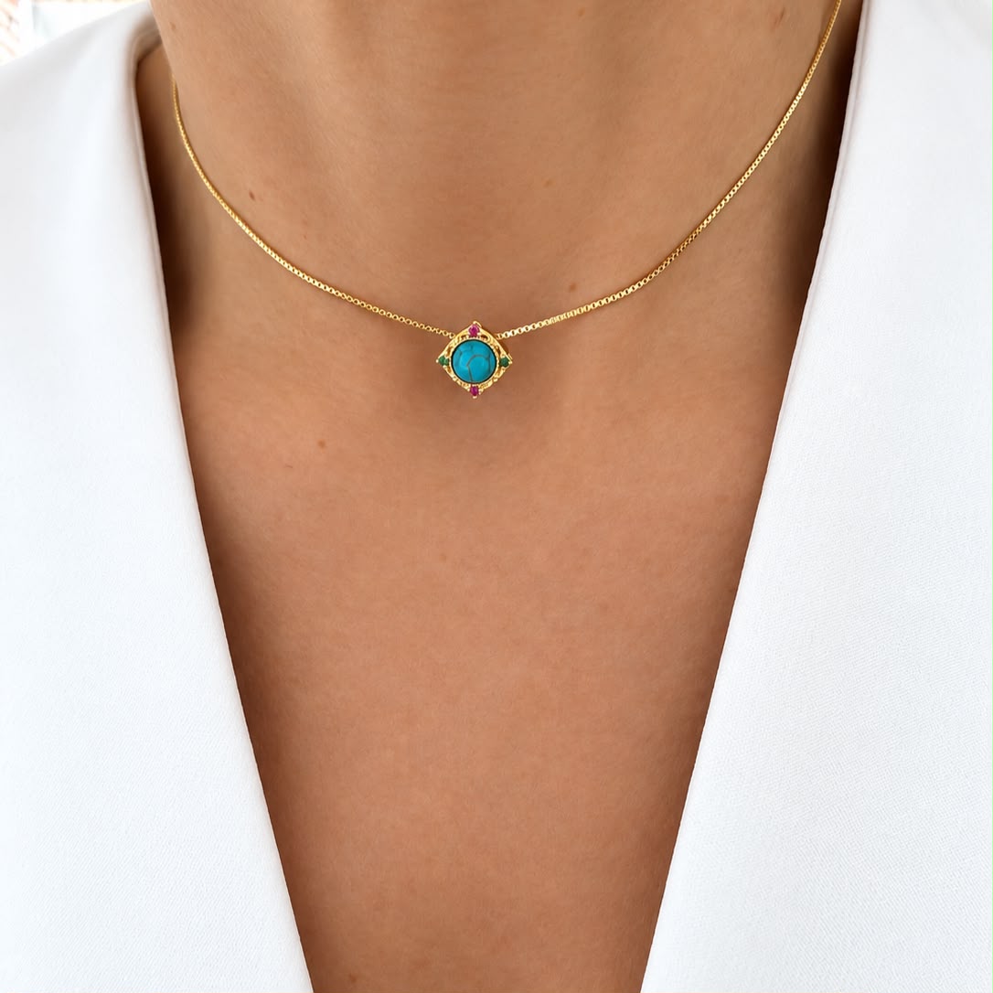 cadena cz turquesa