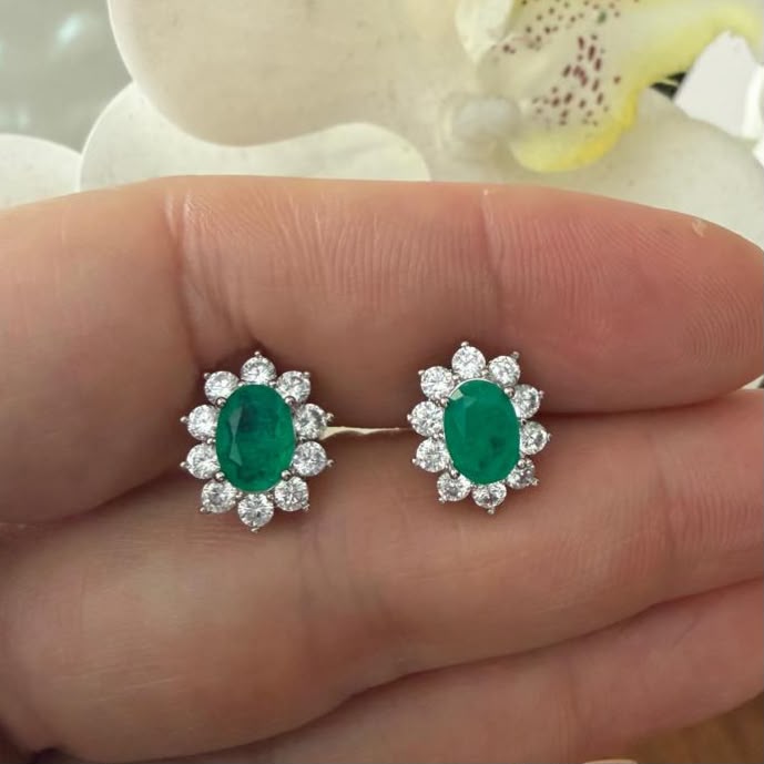 aretes emerald lab silver