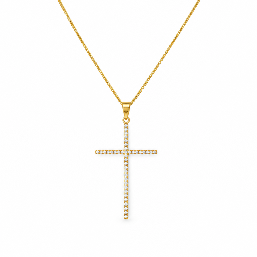 Cadena con cruz sobre fondo blanco