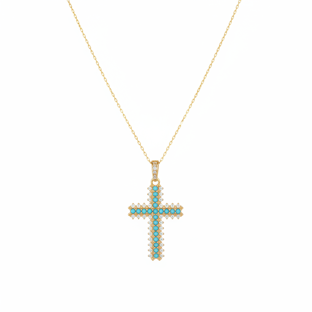 Cadena con cruz sobre fondo blanco
