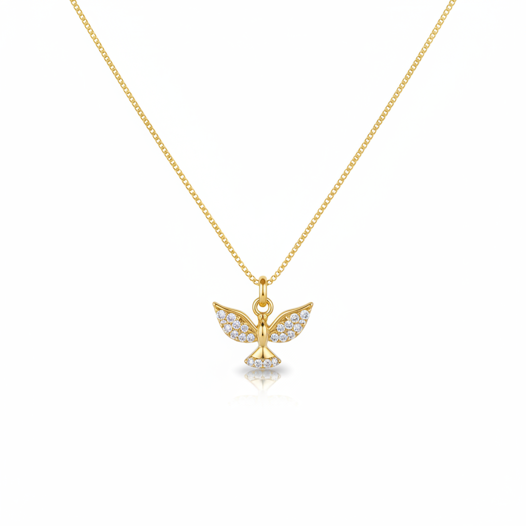 Cadena con dije de ángel y sombra suave
