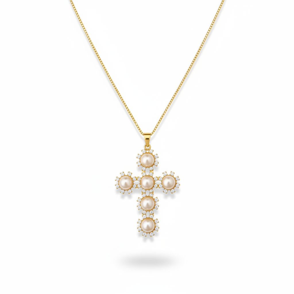 cadena cross  Pearl cz