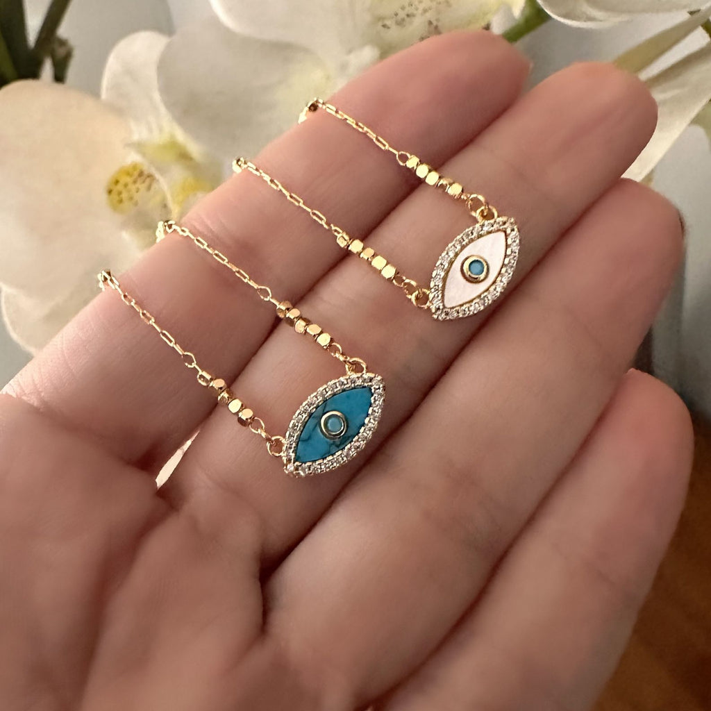 Cadena evil eye nacar o turquesa